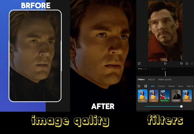 image quality before after filters