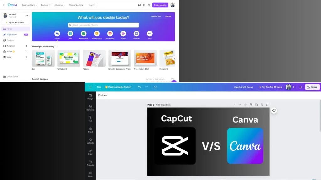 Canva User interface